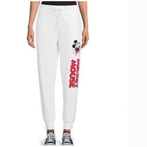 Disney Mickey Mouse Junior's Graphic Print‎ Joggers Sz L (11/13) White